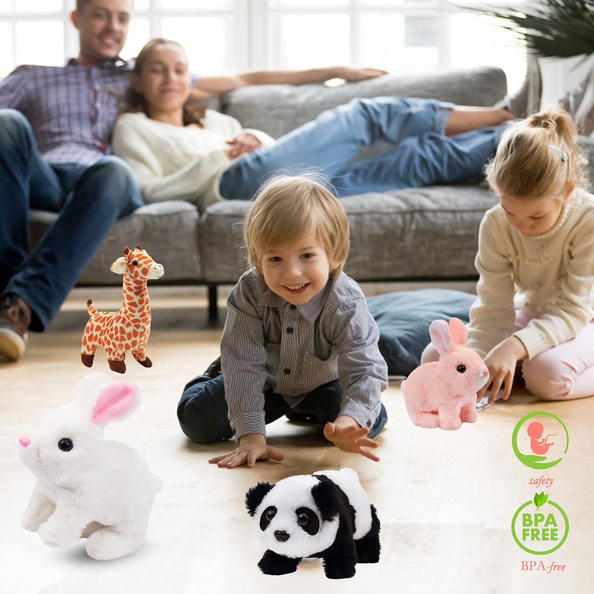 Hopearl Crawling Panda Interactive Plush Toy – 7-inch, Sounds & Movements