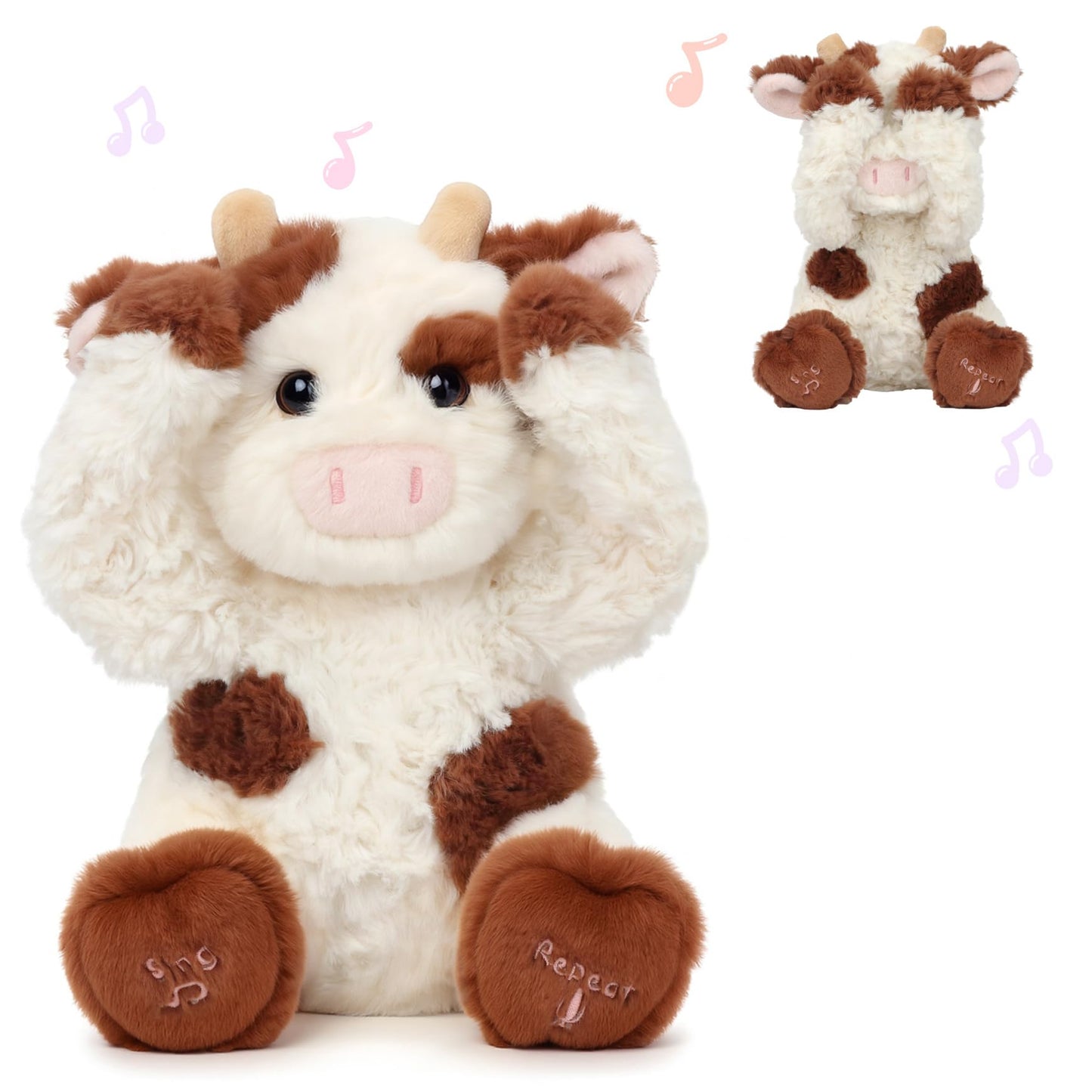 Hopearl Peek A Boo Cow Interactive Plush Toy – Singing, Repeating, 11 Inch