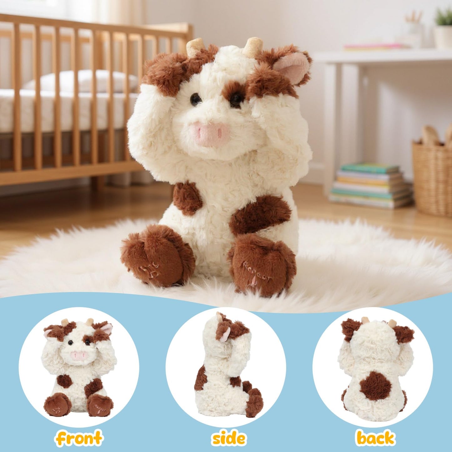 Hopearl Peek A Boo Cow Interactive Plush Toy – Singing, Repeating, 11 Inch