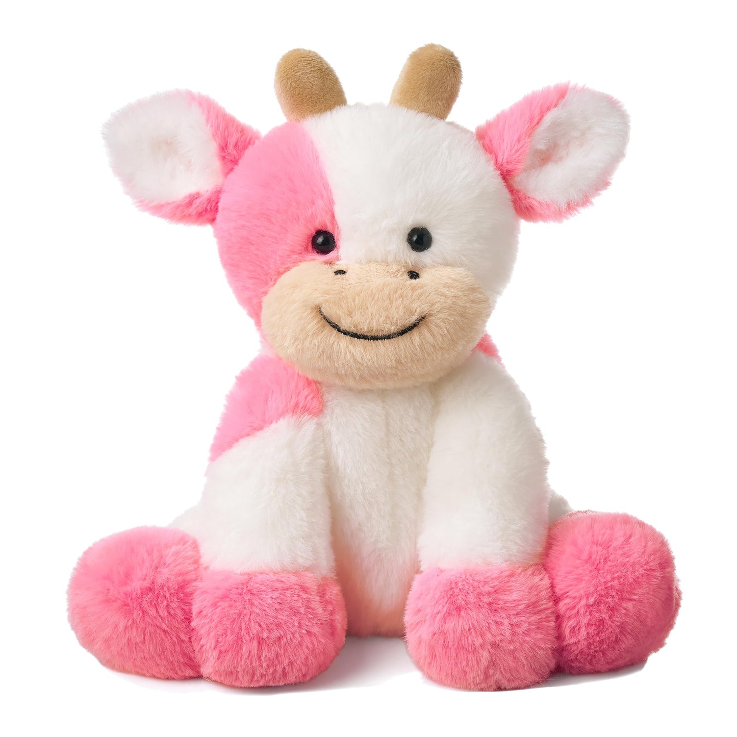 Hopearl Adorable Plush Cow Toy - 9-Inch Strawberry Pink Soft Stuffed Animal for Kids