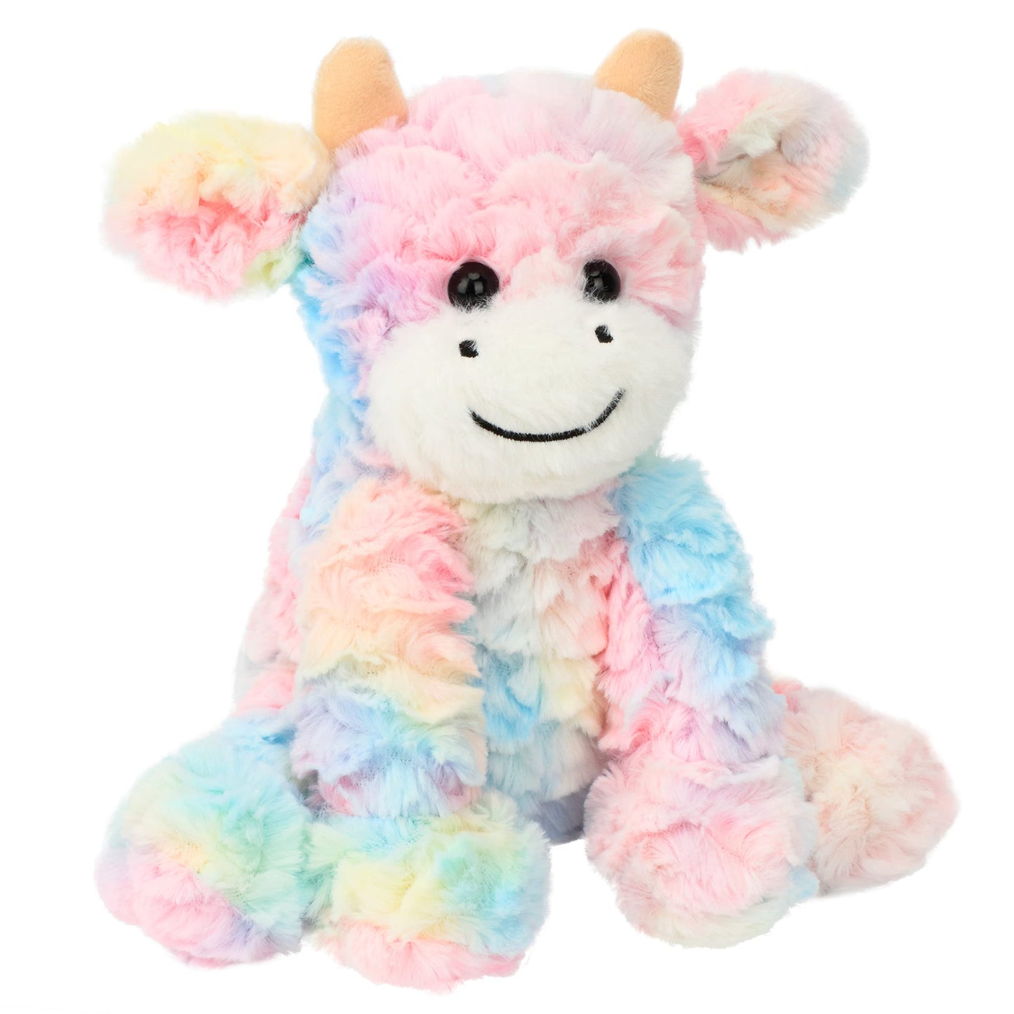 Hopearl Adorable Plush Cow Toy – Colorful Rainbow 9in Soft Stuffed Animal for Kids