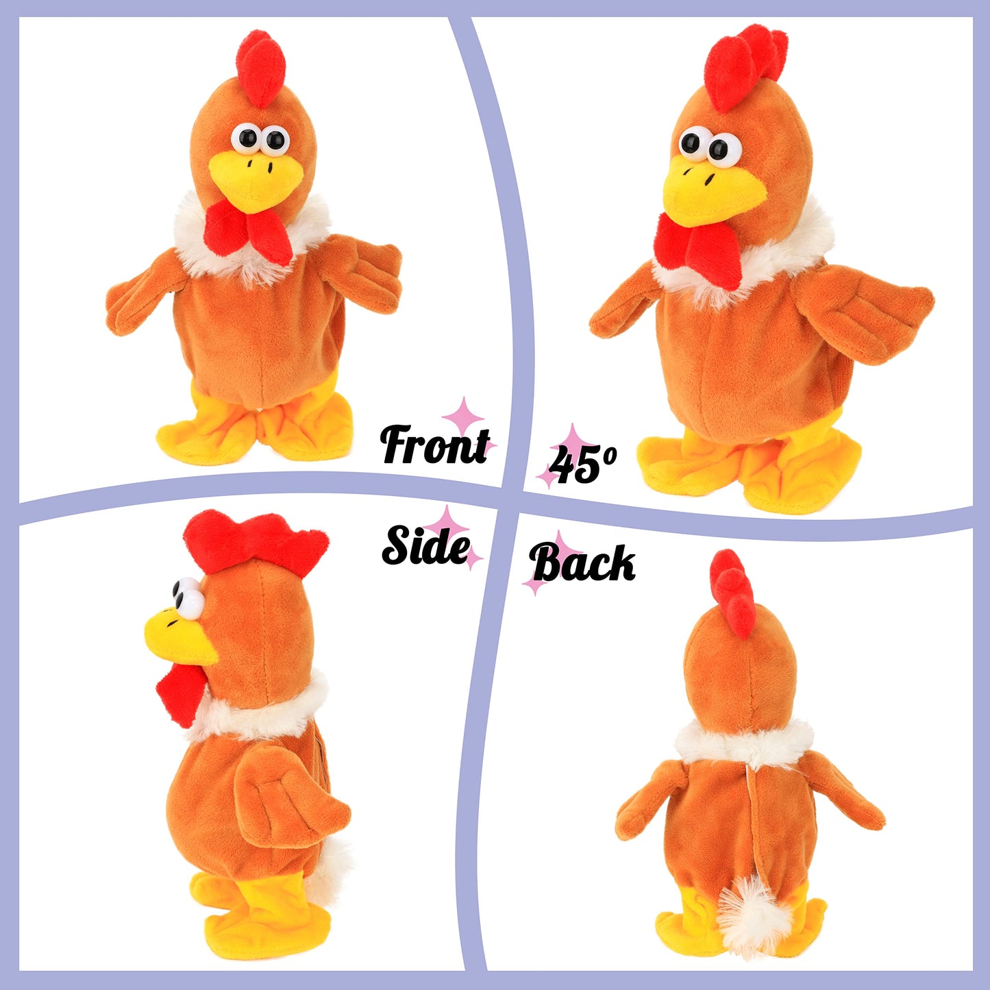 Hopearl Talking Chicken: Repeats What You Say - Interactive 9-Inch Plush Toy