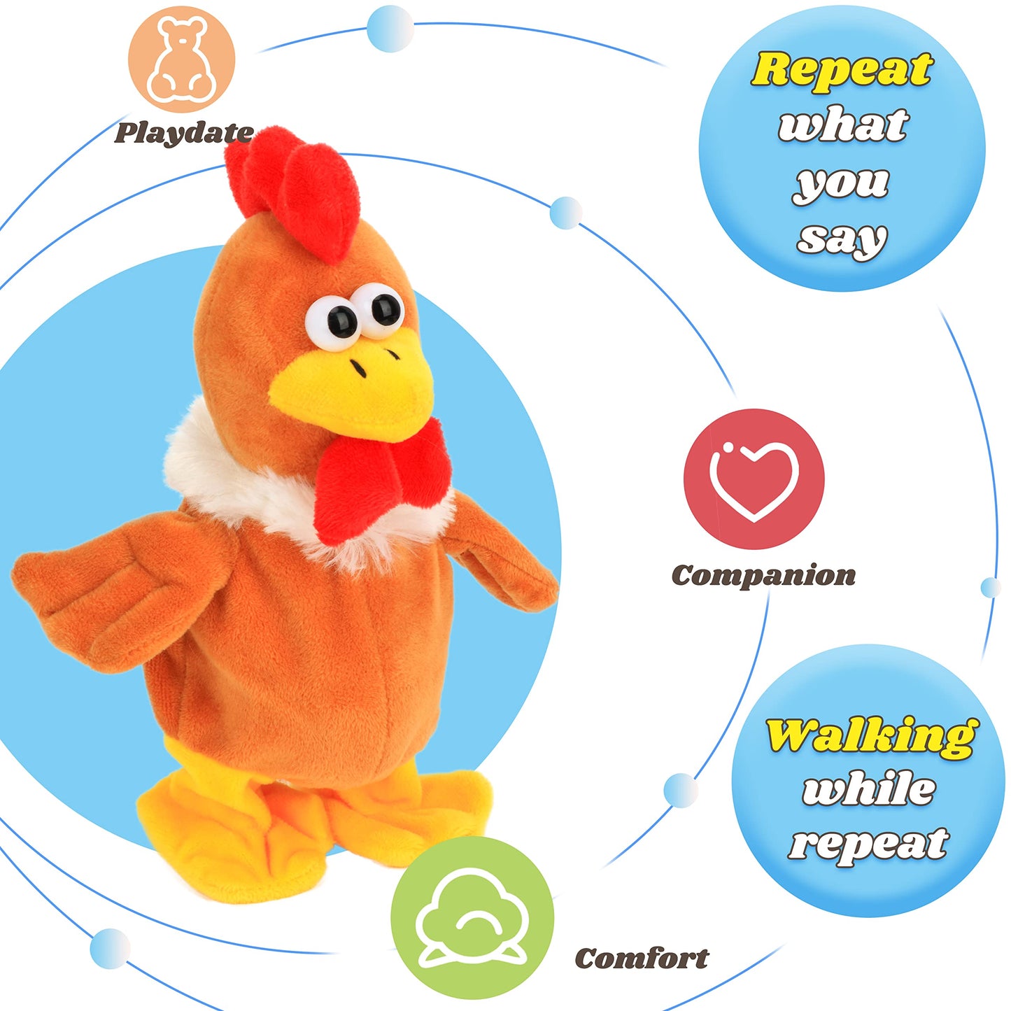Hopearl Talking Chicken: Repeats What You Say - Interactive 9-Inch Plush Toy