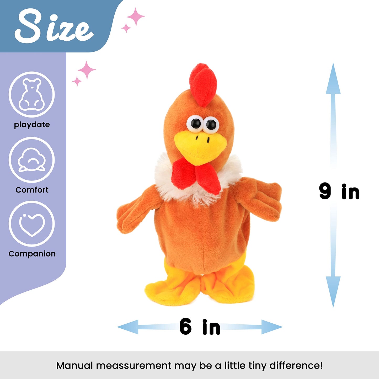 Hopearl Talking Chicken: Repeats What You Say - Interactive 9-Inch Plush Toy