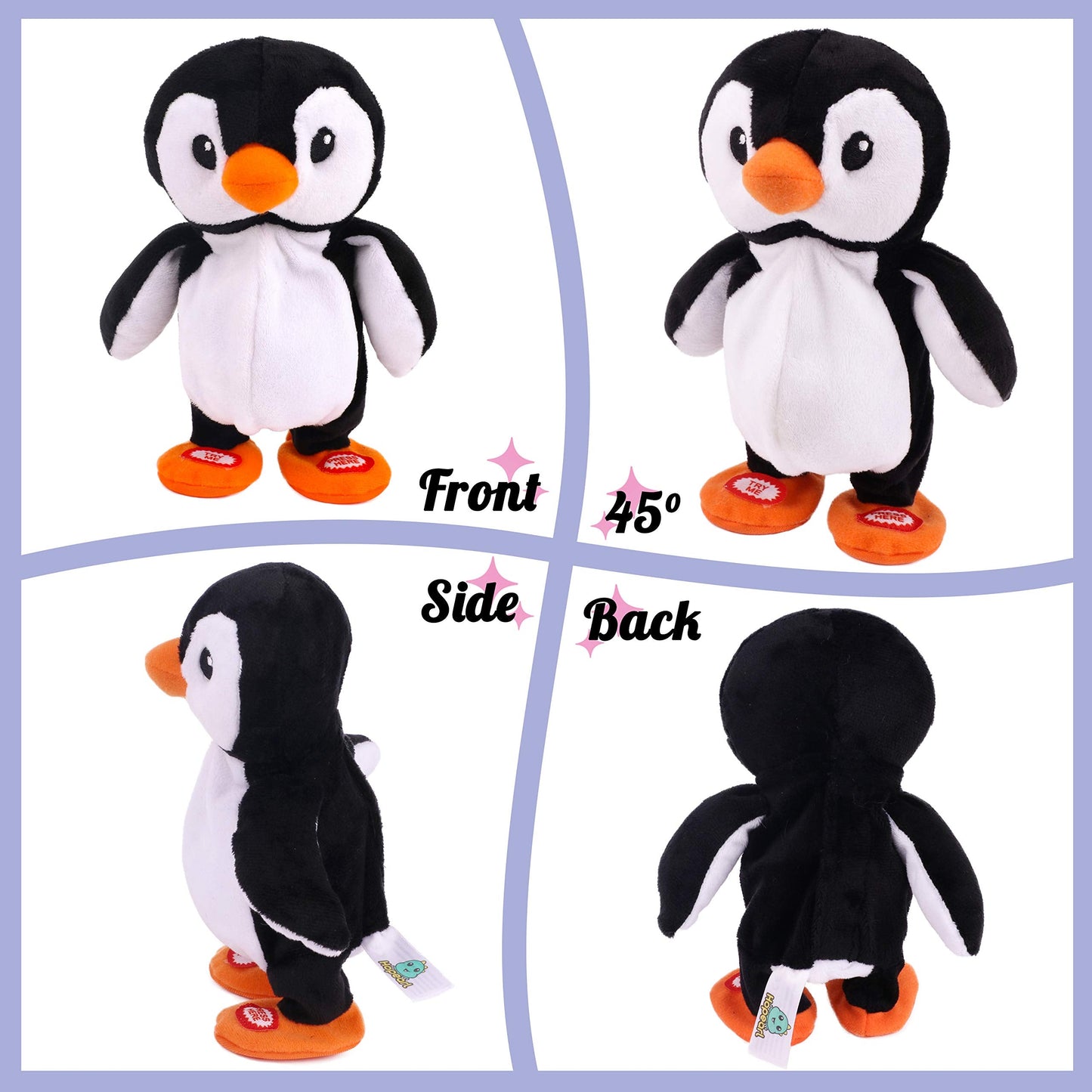 Hopearl Talking Penguin Repeats What You Say – 7.5-Inch Interactive Plush