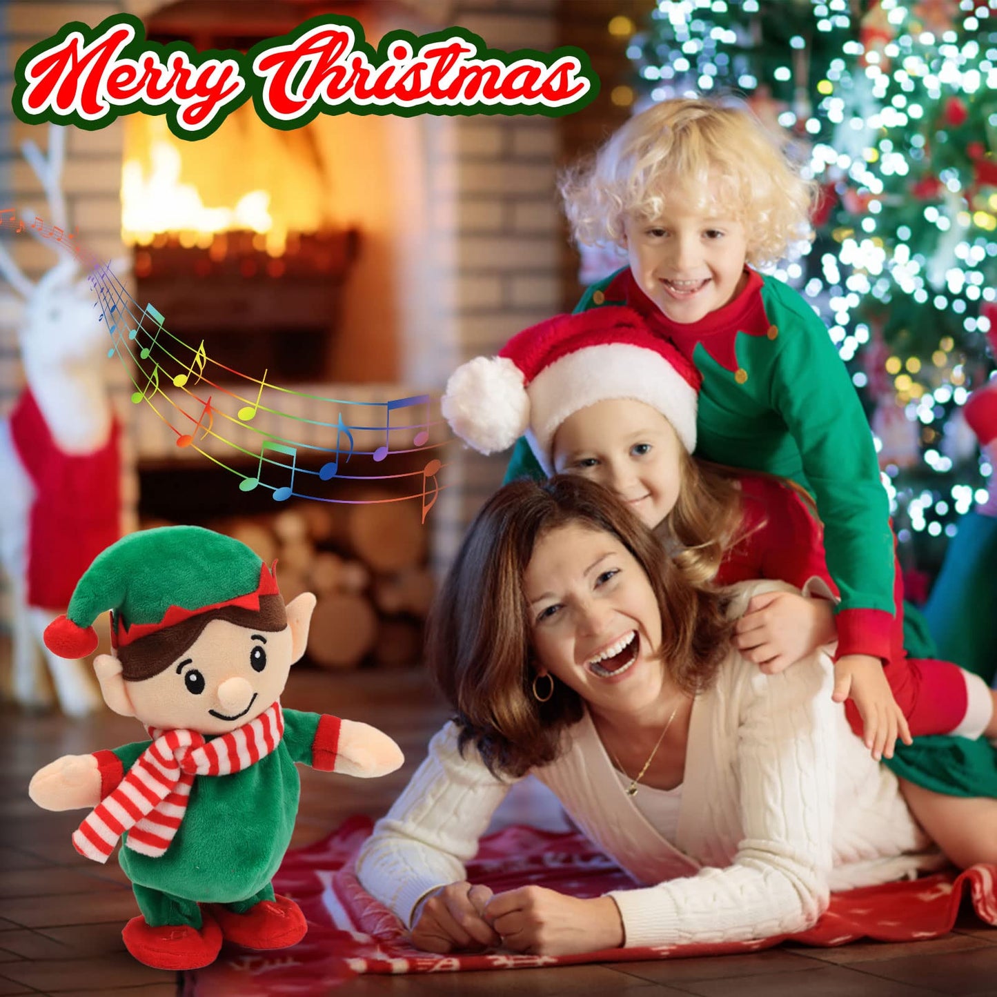 Hopearl Talking Singing Elf – Interactive Repeating Plush Buddy for Toddlers, 8.5-inch Green