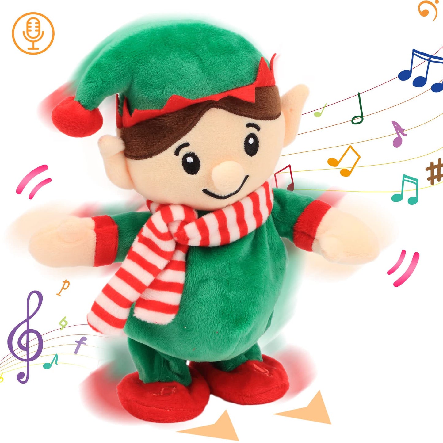 Hopearl Talking Singing Elf – Interactive Repeating Plush Buddy for Toddlers, 8.5-inch Green