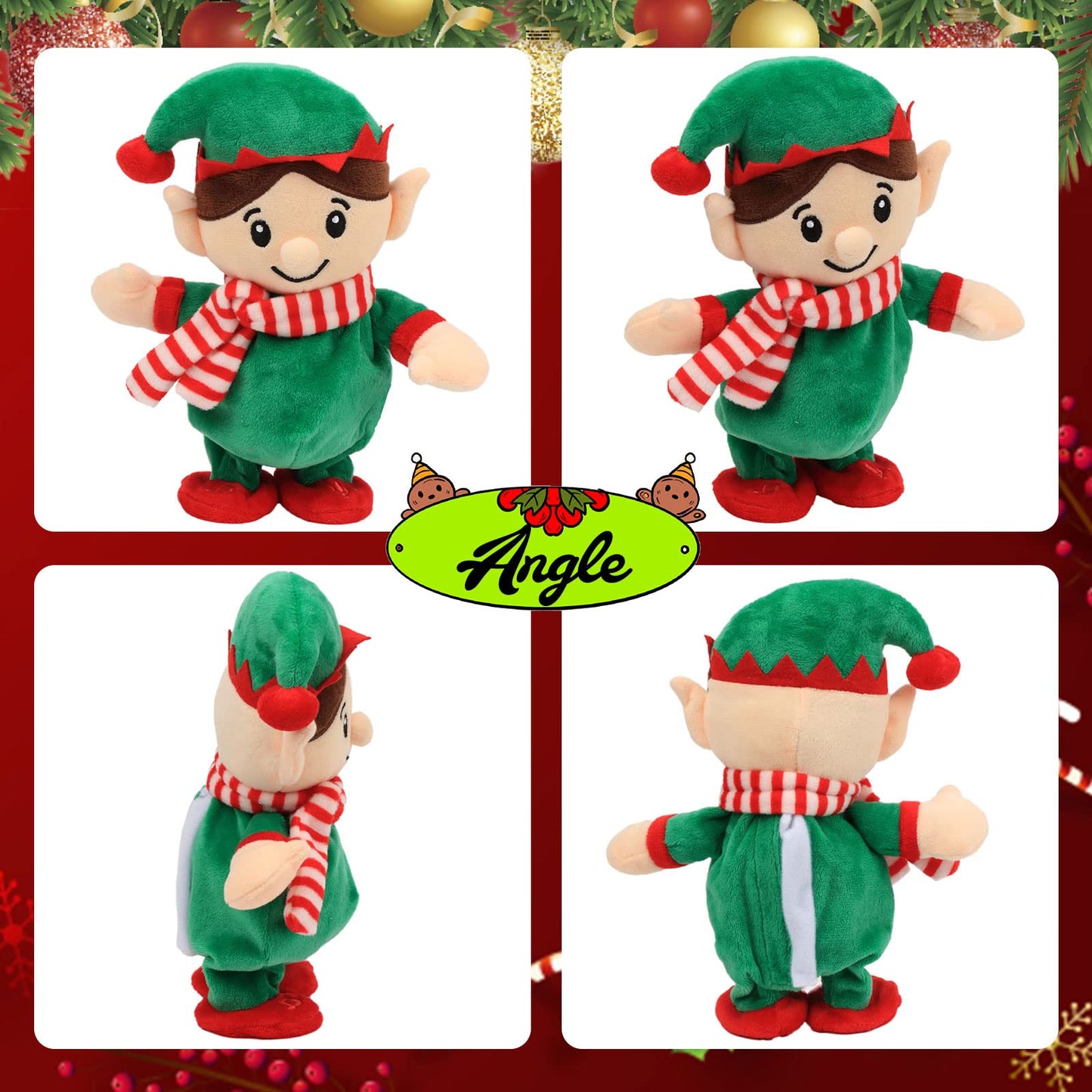 Hopearl Talking Singing Elf – Interactive Repeating Plush Buddy for Toddlers, 8.5-inch Green