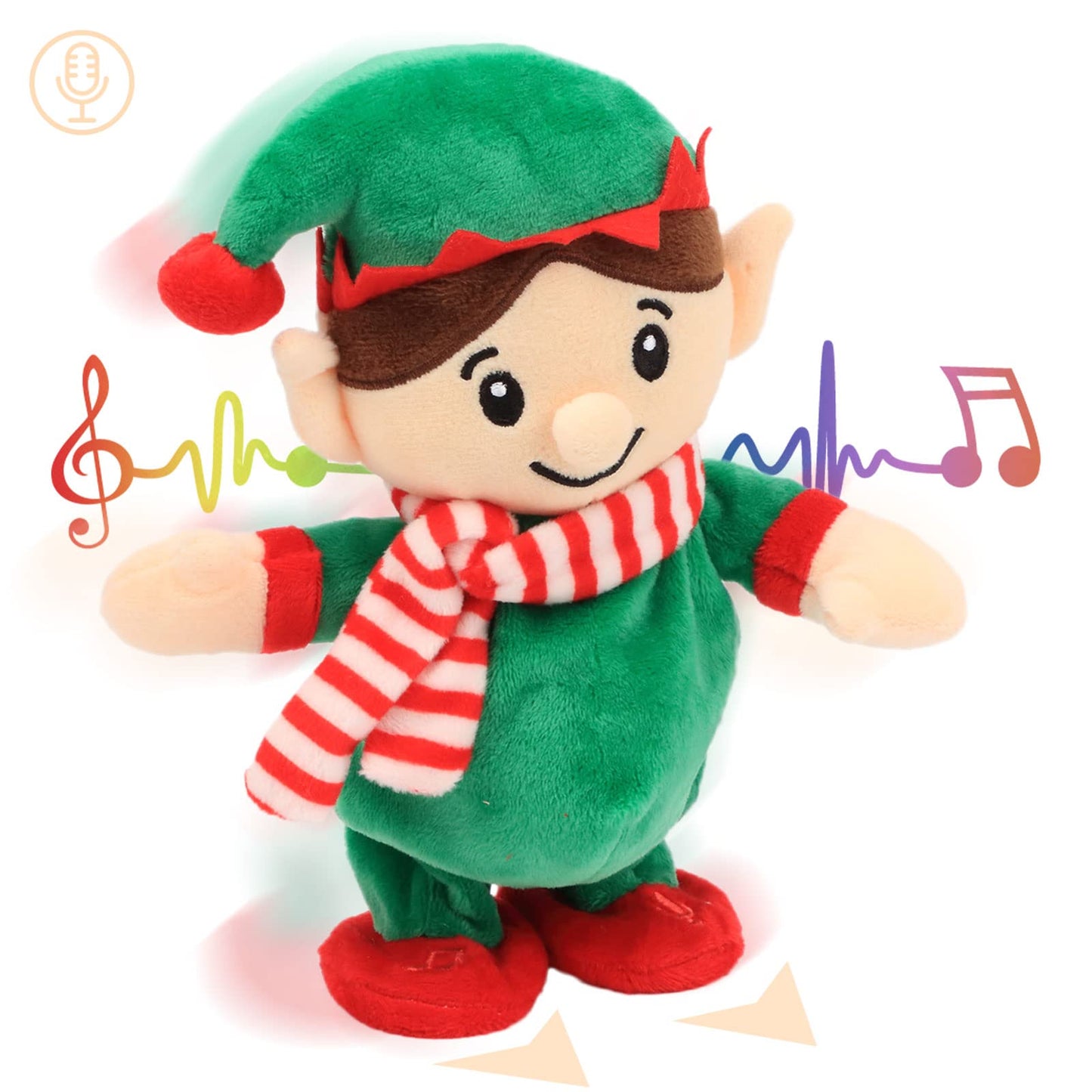 Hopearl Talking Singing Elf – Interactive Repeating Plush Buddy for Toddlers, 8.5-inch Green