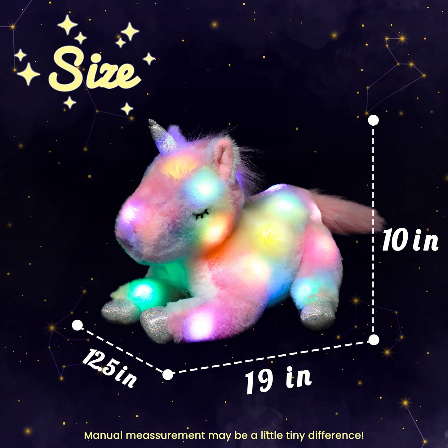 Hopearl LED Plush Unicorn Mommy with 3 Removable Baby Unicorns, 19in Glow Night Light