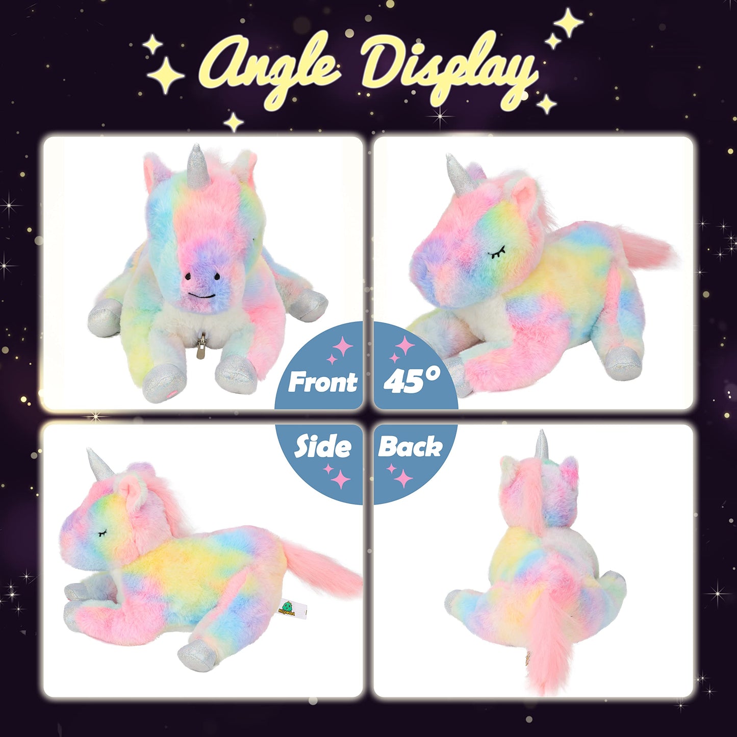 Hopearl LED Plush Unicorn Mommy with 3 Removable Baby Unicorns, 19in Glow Night Light