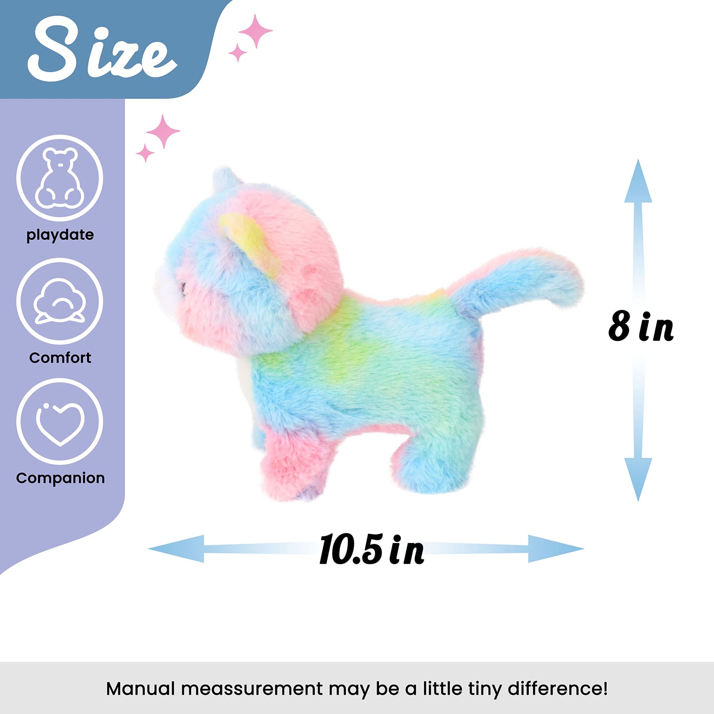 Hopearl Walking Cat Interactive Toy – 10.5-inch Singing Kitty with Leash, Touch-Activated Miaow, 10 Songs