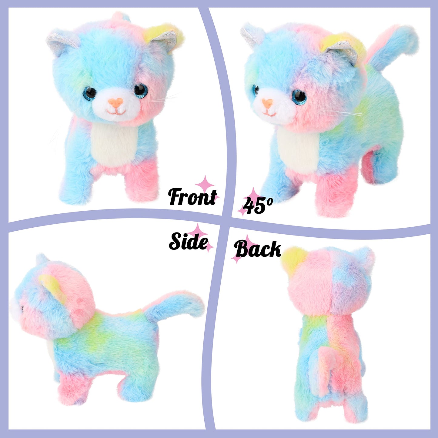 Hopearl Walking Cat Interactive Toy – 10.5-inch Singing Kitty with Leash, Touch-Activated Miaow, 10 Songs