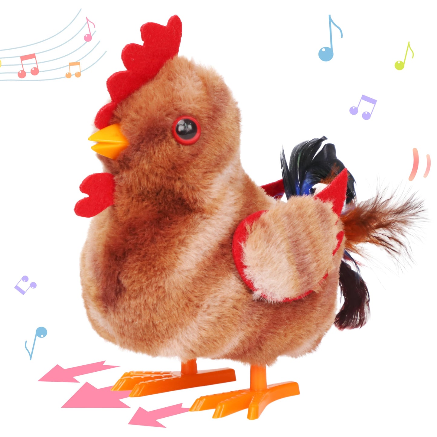 Hopearl Walking Chicken Toy – Interactive 8-Inch Brown Plush with Crow Sound for Toddlers