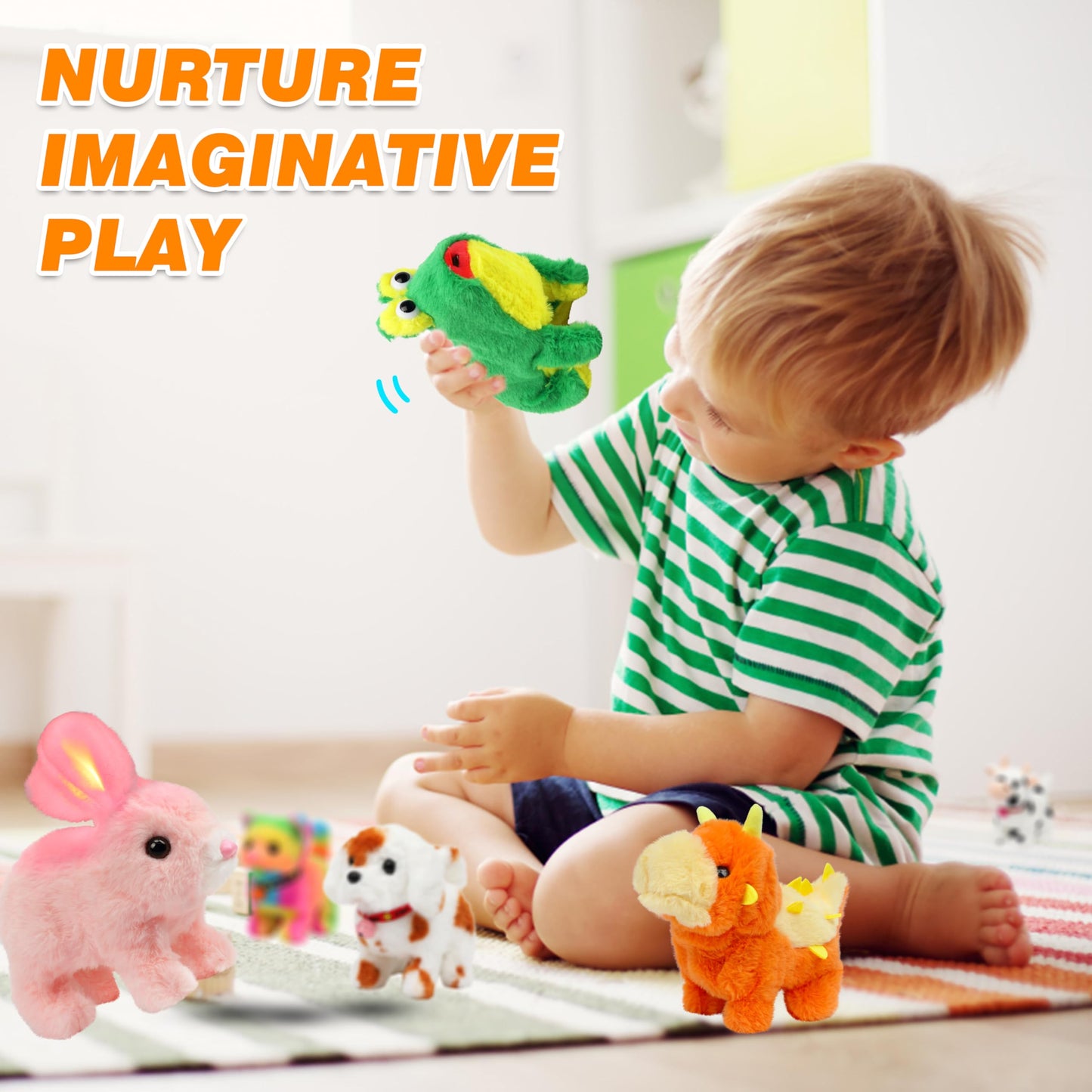 Hopearl Walking Cow Interactive Plush Toy – Hopping, Sounds & Movements, 7inch