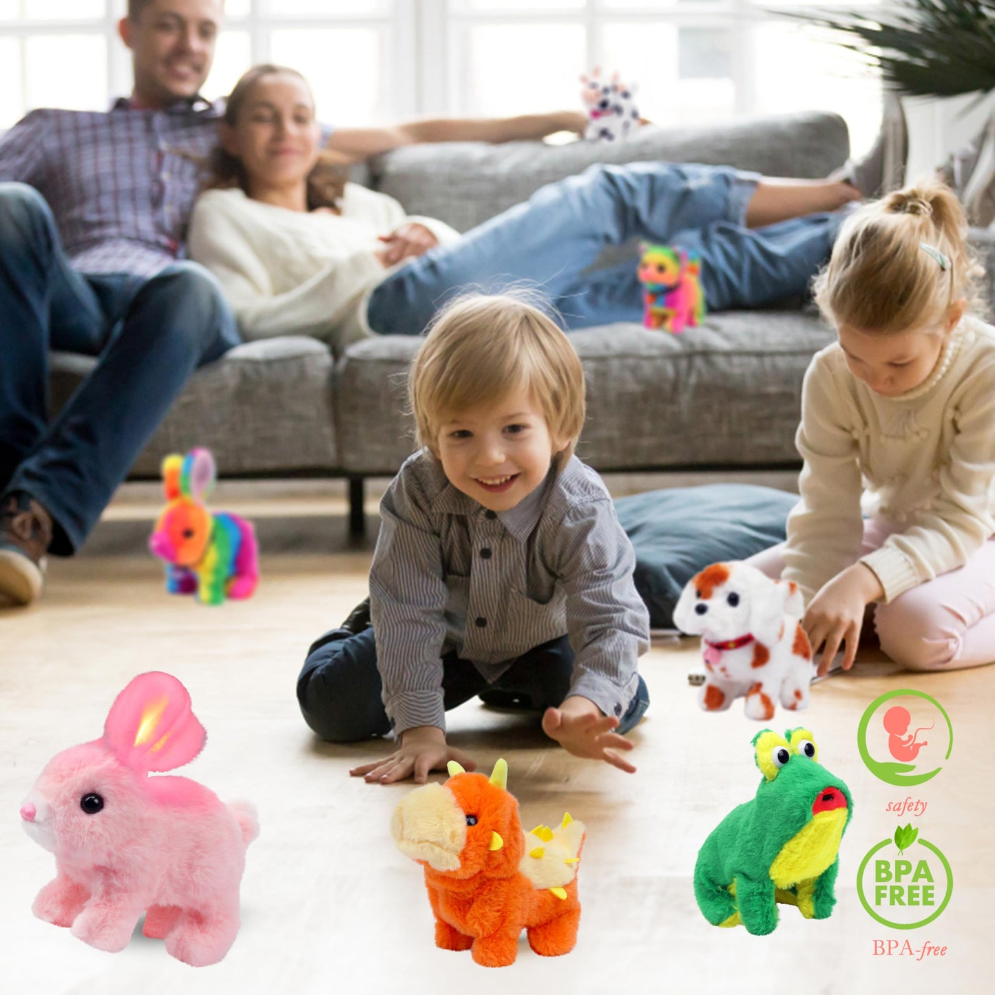Hopearl Walking Cow Interactive Plush Toy – Hopping, Sounds & Movements, 7inch