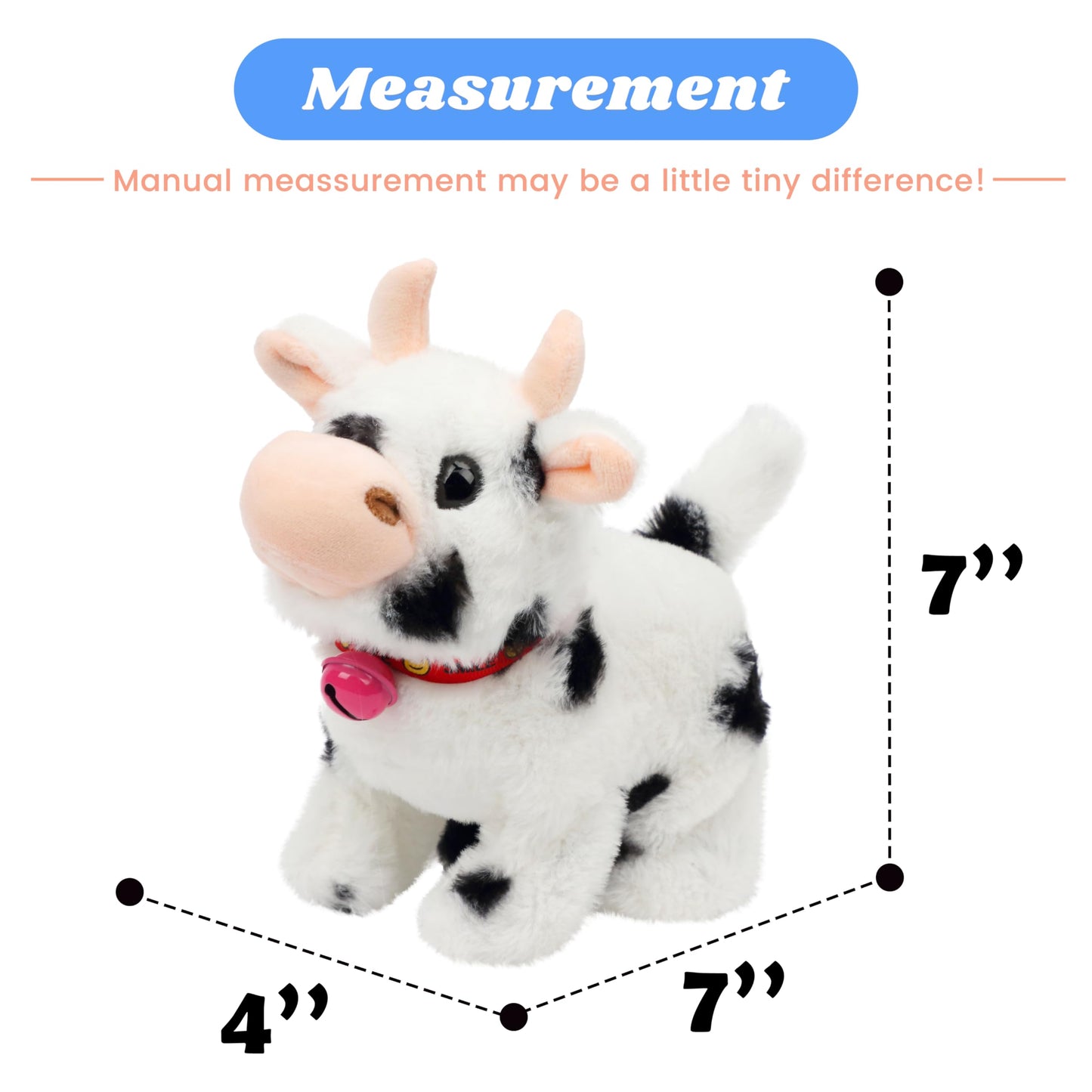 Hopearl Walking Cow Interactive Plush Toy – Hopping, Sounds & Movements, 7inch