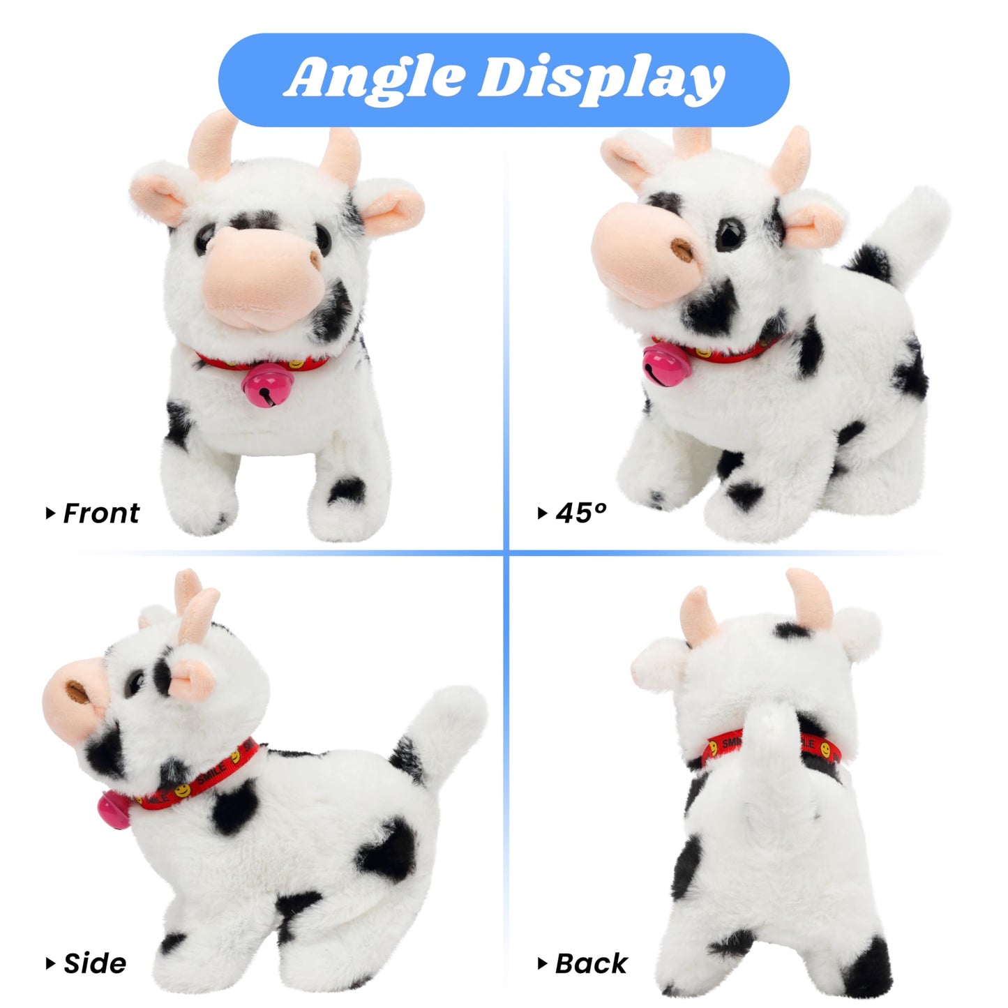 Hopearl Walking Cow Interactive Plush Toy – Hopping, Sounds & Movements, 7inch