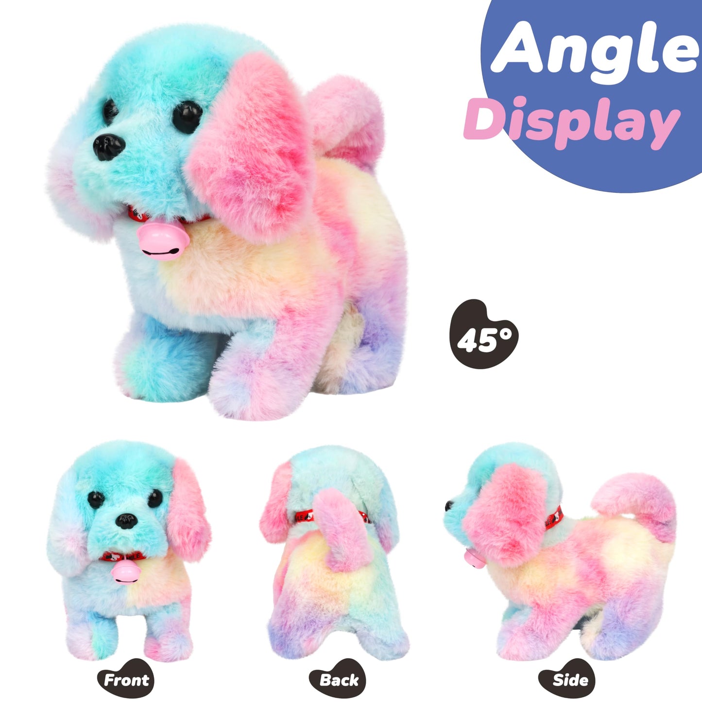 Hopearl Walking Dog with Bell – Interactive 7-Inch Rainbow Plush Toy for Toddlers
