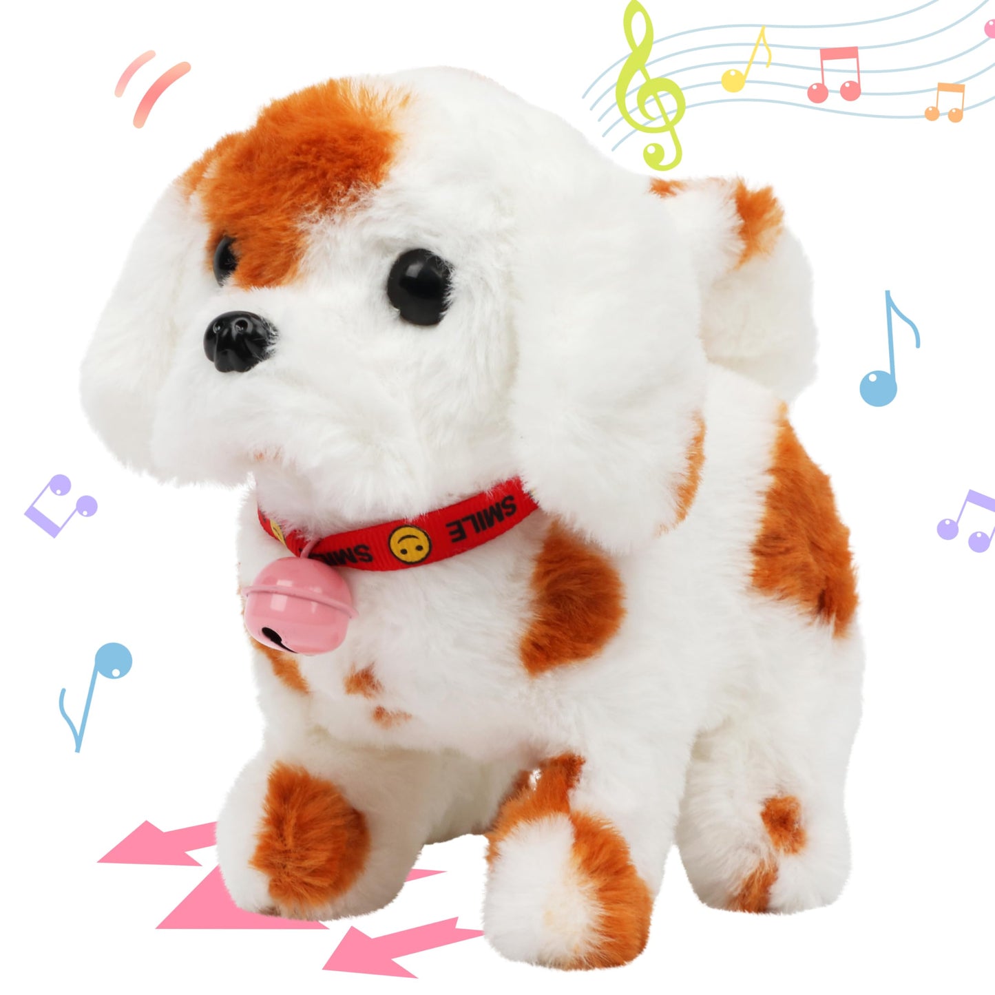 Hopearl Walking Dog with Bell — Interactive 7-inch Brown Plush Toy for Toddlers