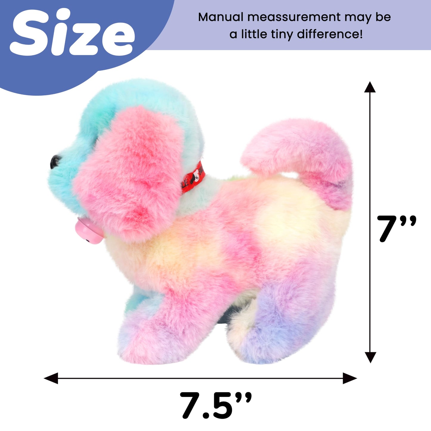 Hopearl Walking Dog with Bell – Interactive 7-Inch Rainbow Plush Toy for Toddlers