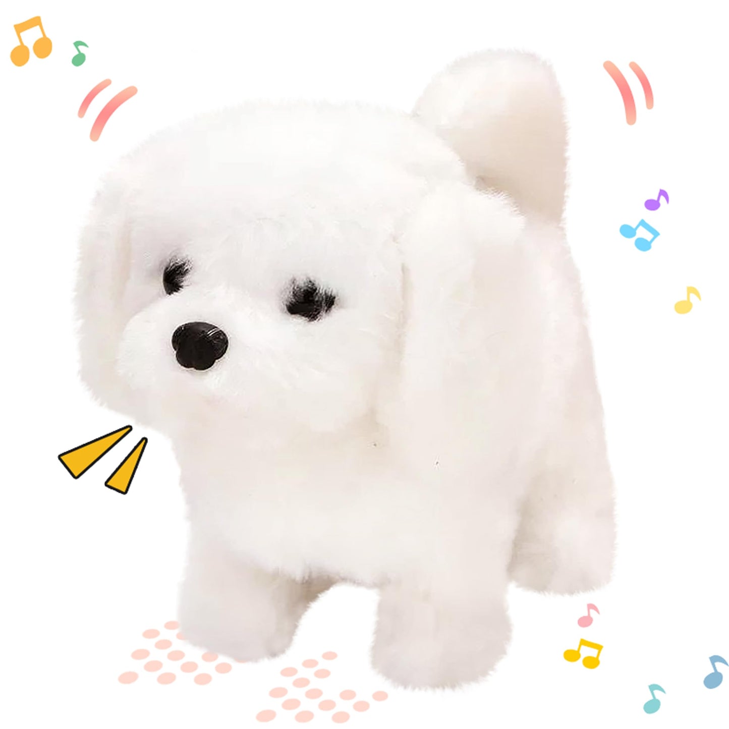 Hopearl Walking Dog Bichon Interactive Plush Toy 7-Inch Toddler Gift