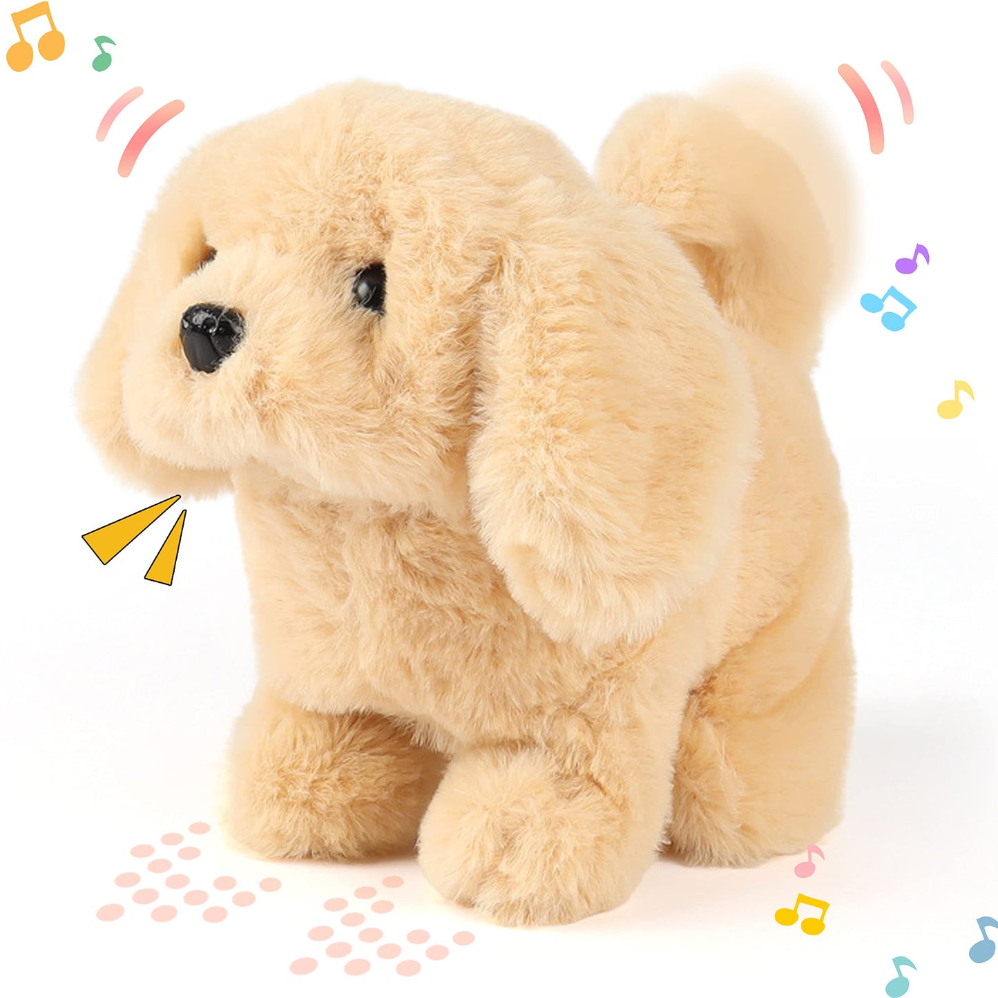 Hopearl Walking Dog Golden Retriever Interactive Plush Toy – 7-inch Moving Head, Wiggling Tail, Woof