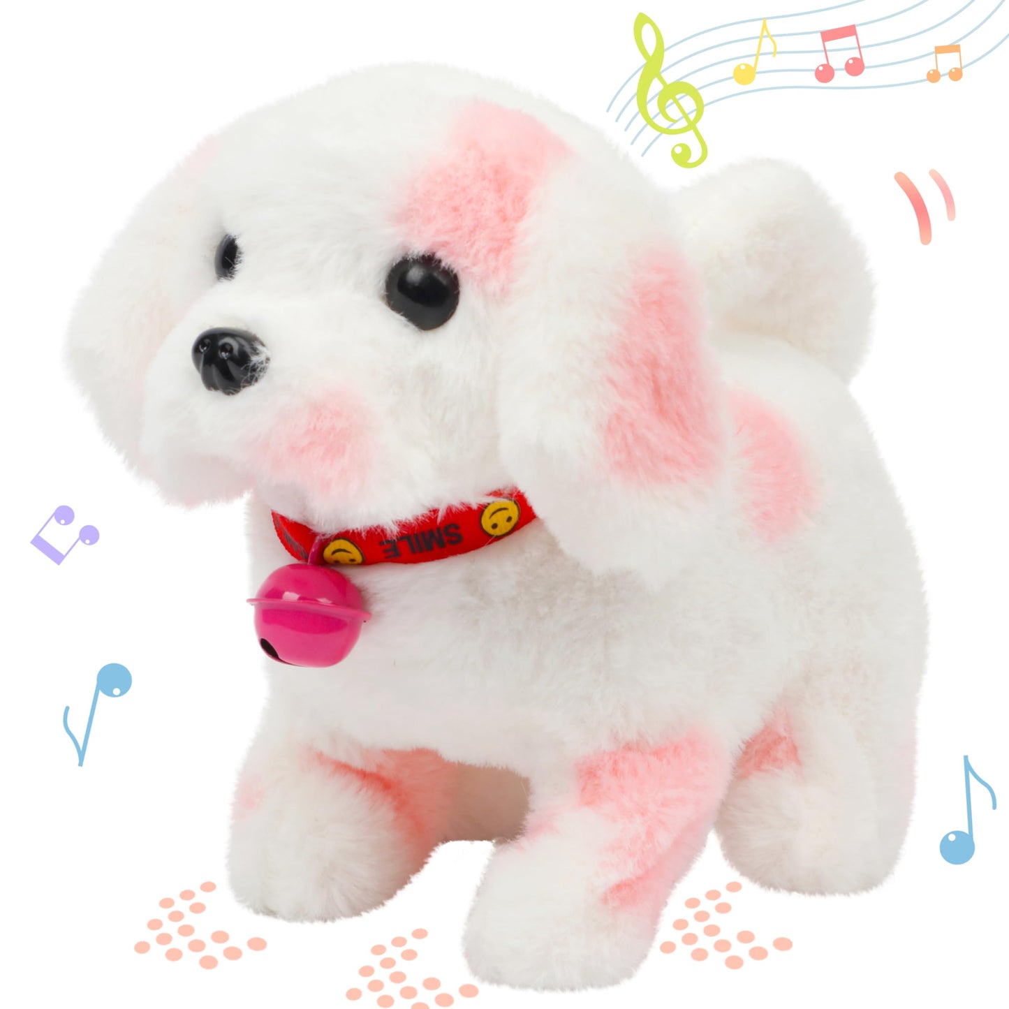 Hopearl Walking Point Dog – Interactive 7'' Pink Plush Toy, Moving Head