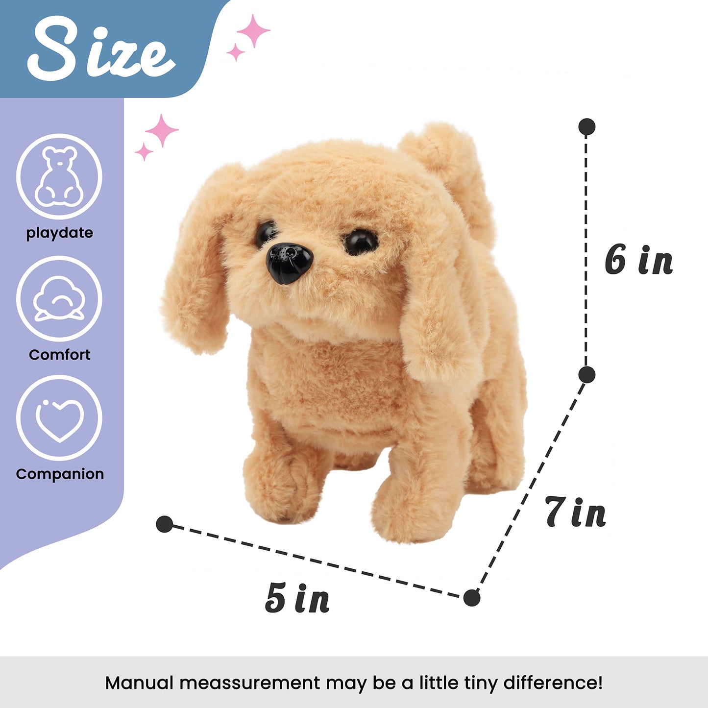 Hopearl Walking Dog Golden Retriever Interactive Plush Toy – 7-inch Moving Head, Wiggling Tail, Woof