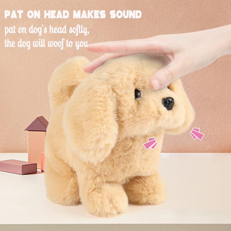 Hopearl Walking Dog Golden Retriever Interactive Plush Toy – 7-inch Moving Head, Wiggling Tail, Woof