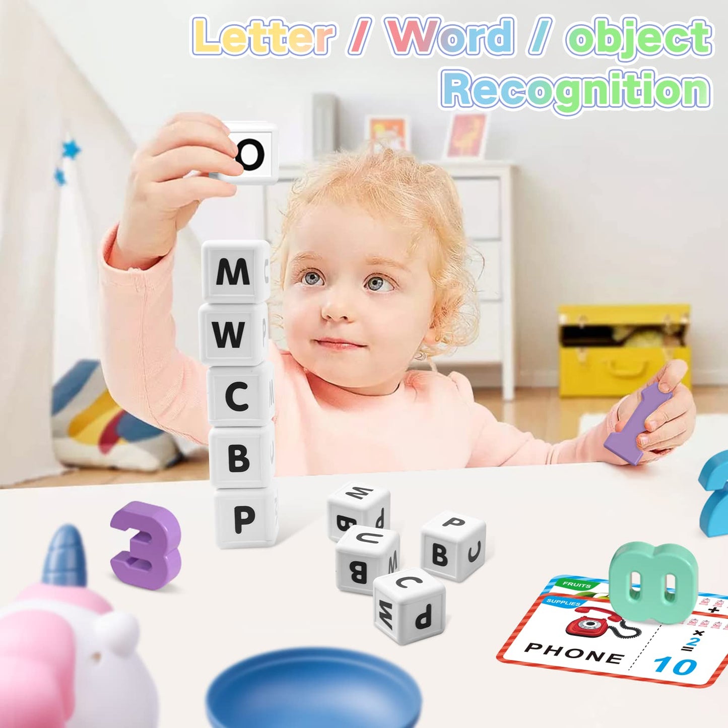 HOPEEYE Unicorns Balance Toy — Preschool Learning for Math Counting & Word Matching (Ages 3-7)