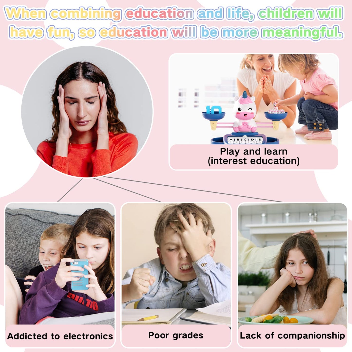 HOPEEYE Unicorns Balance Toy — Preschool Learning for Math Counting & Word Matching (Ages 3-7)