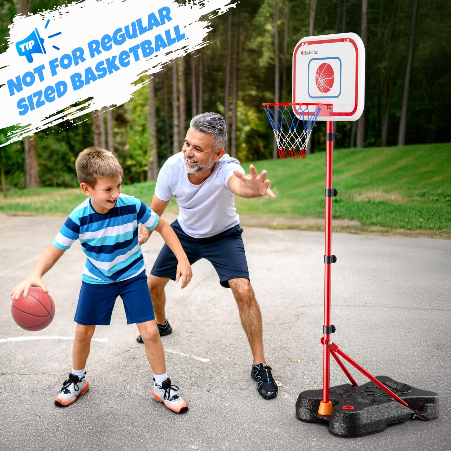 HopeRock 2 in 1 Kids Basketball Hoop & T Ball Set — Adjustable Stand for Ages 2-8