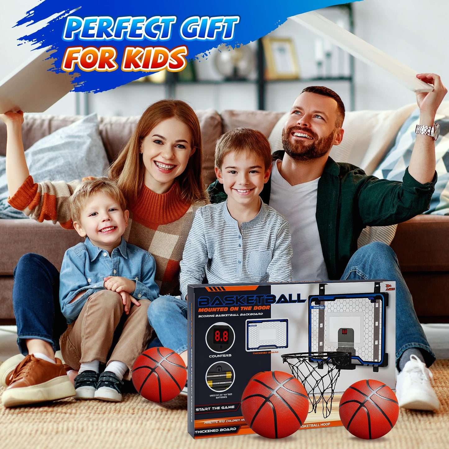 HopeRock Adjustable Indoor Basketball Hoop – Over-the-Door Mini Hoop with Scoreboard
