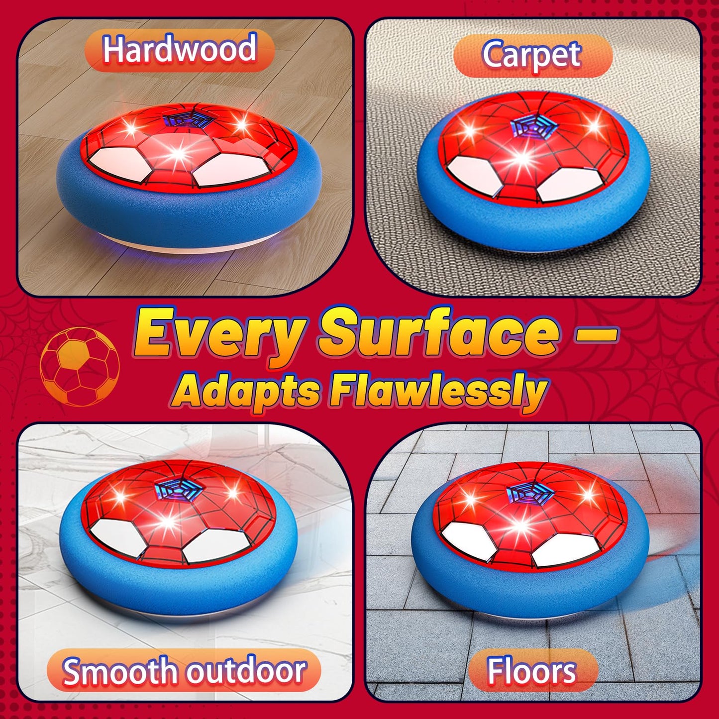 HopeRock Soccer Toys 2 Pack: LED Hover Balls for Indoor Fun