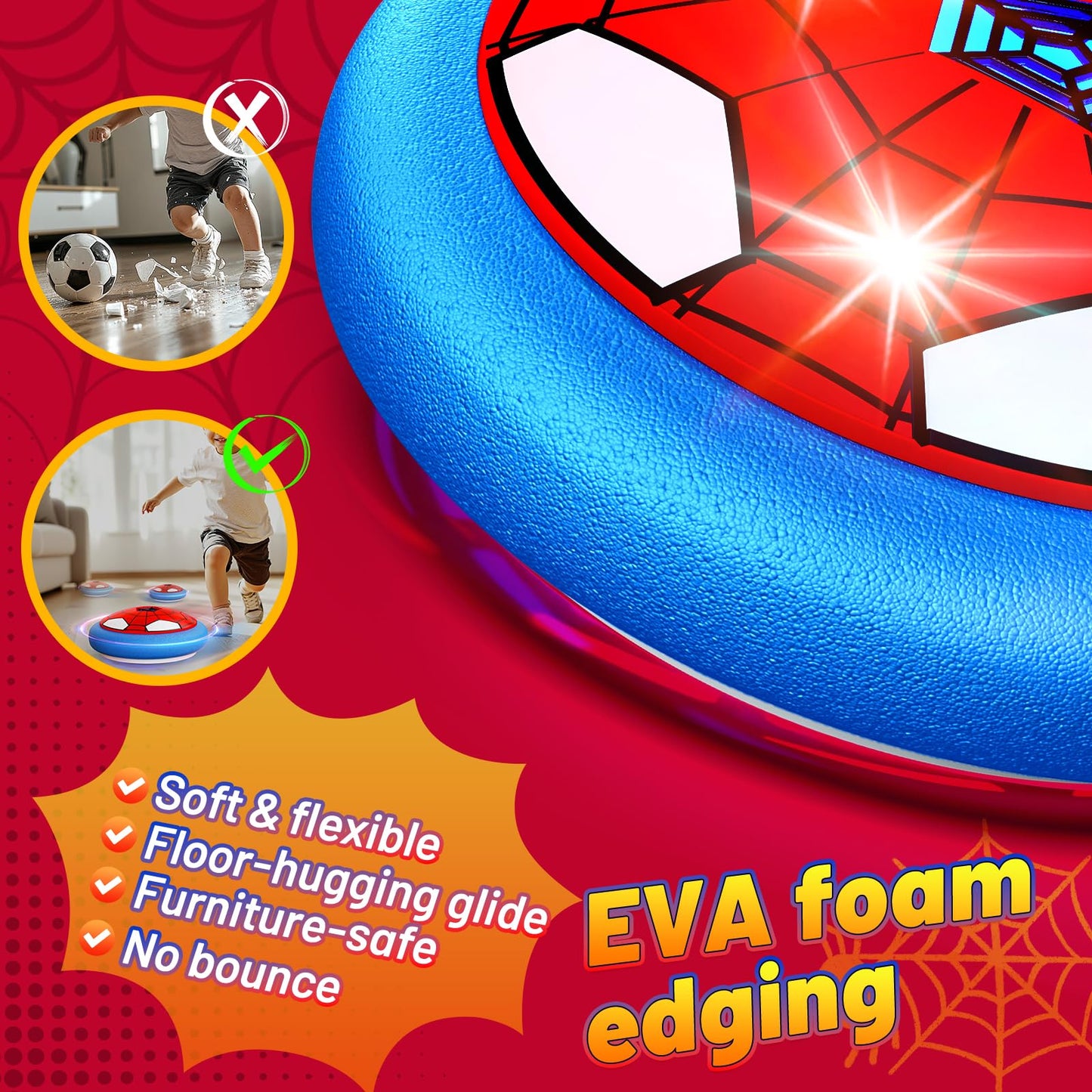 HopeRock Soccer Toys 2 Pack: LED Hover Balls for Indoor Fun