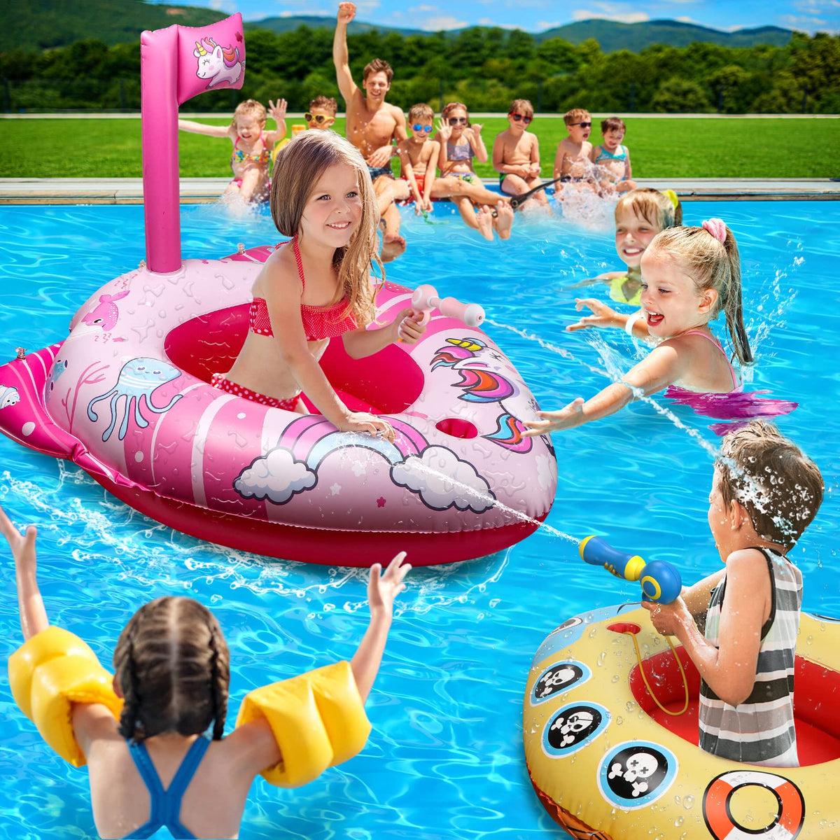 HopeRock Unicorn Pool Float with Water Gun for Toddlers & Kids (3–8) – Inflatable Pool Toy