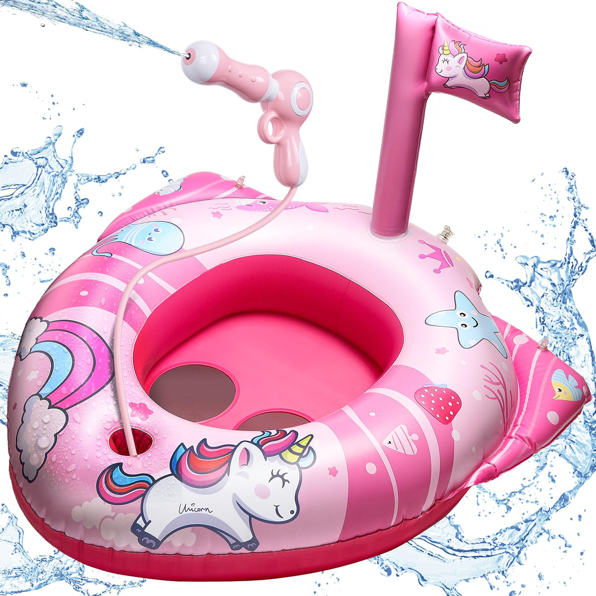 HopeRock Unicorn Pool Float with Water Gun for Toddlers & Kids (3–8) – Inflatable Pool Toy