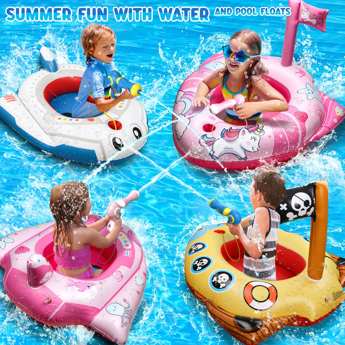 HopeRock Unicorn Pool Float with Water Gun for Toddlers & Kids (3–8) – Inflatable Pool Toy