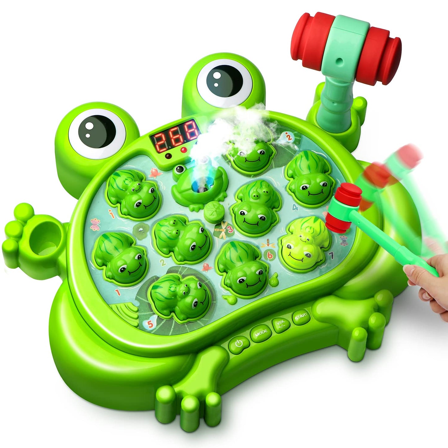HopeRock Whack-A-Frog Game – 5 Modes, 45 Levels, Light-Up Spray Toy for Toddlers (Ages 2-5)