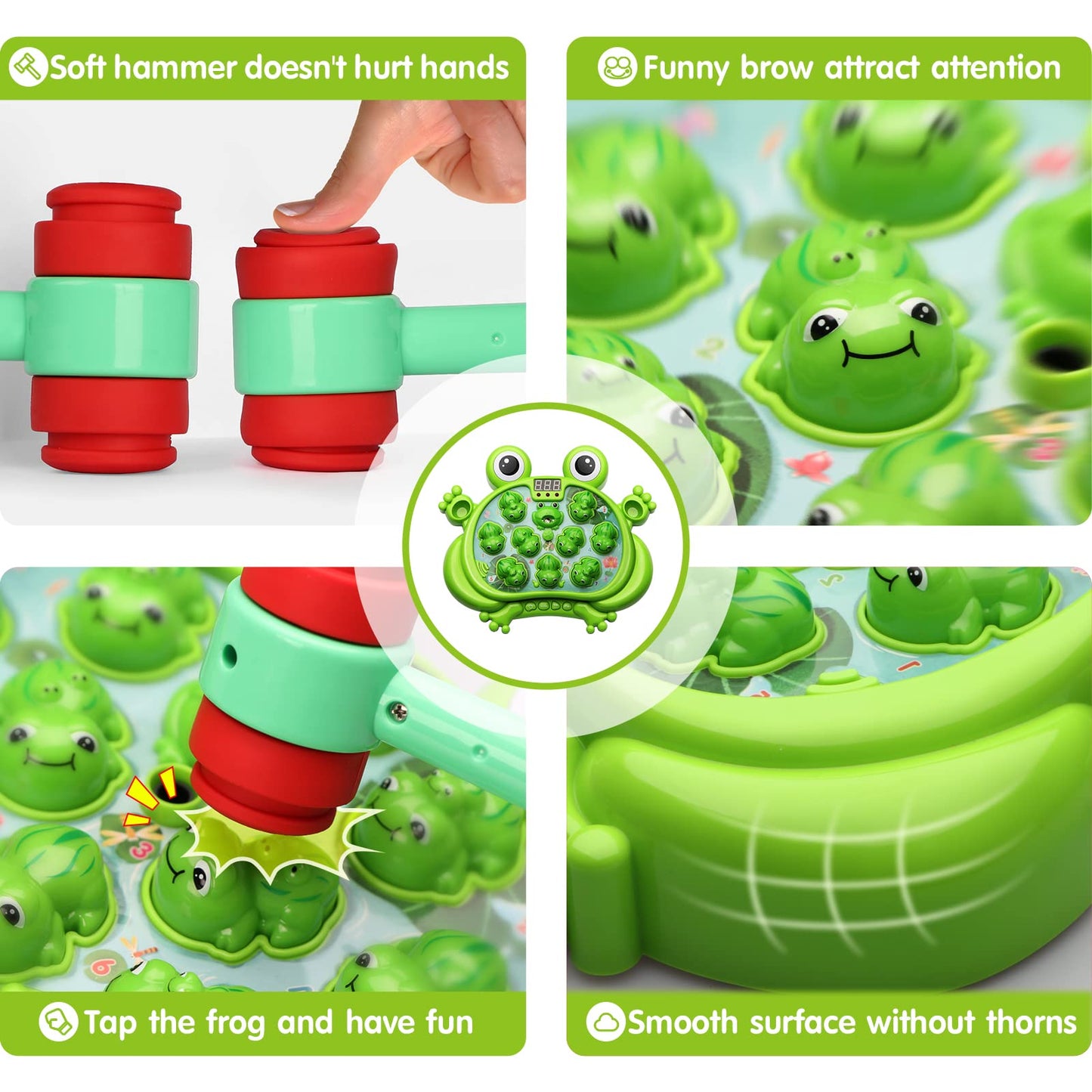HopeRock Whack-A-Frog Game – 5 Modes, 45 Levels, Light-Up Spray Toy for Toddlers (Ages 2-5)