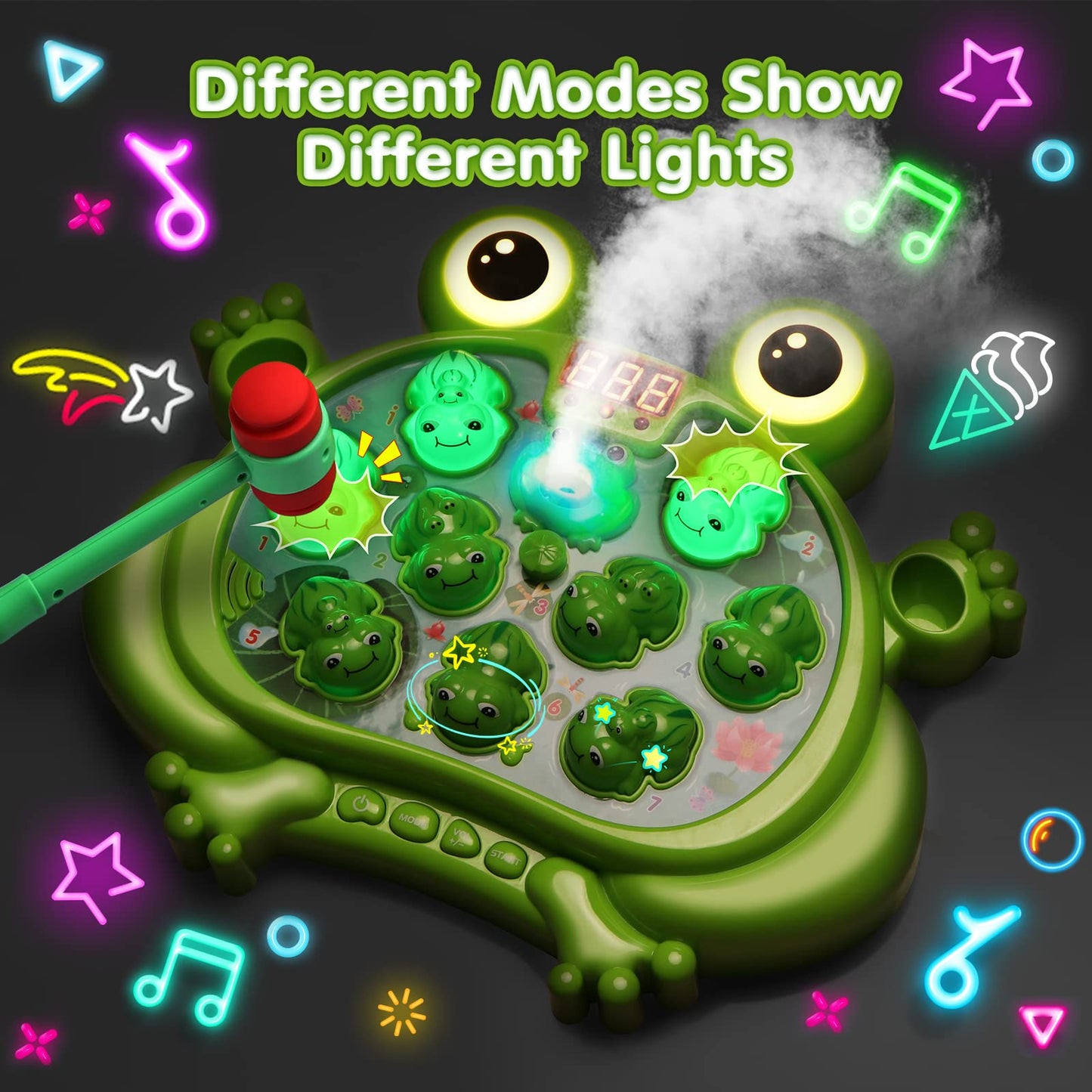 HopeRock Whack-A-Frog Game – 5 Modes, 45 Levels, Light-Up Spray Toy for Toddlers (Ages 2-5)