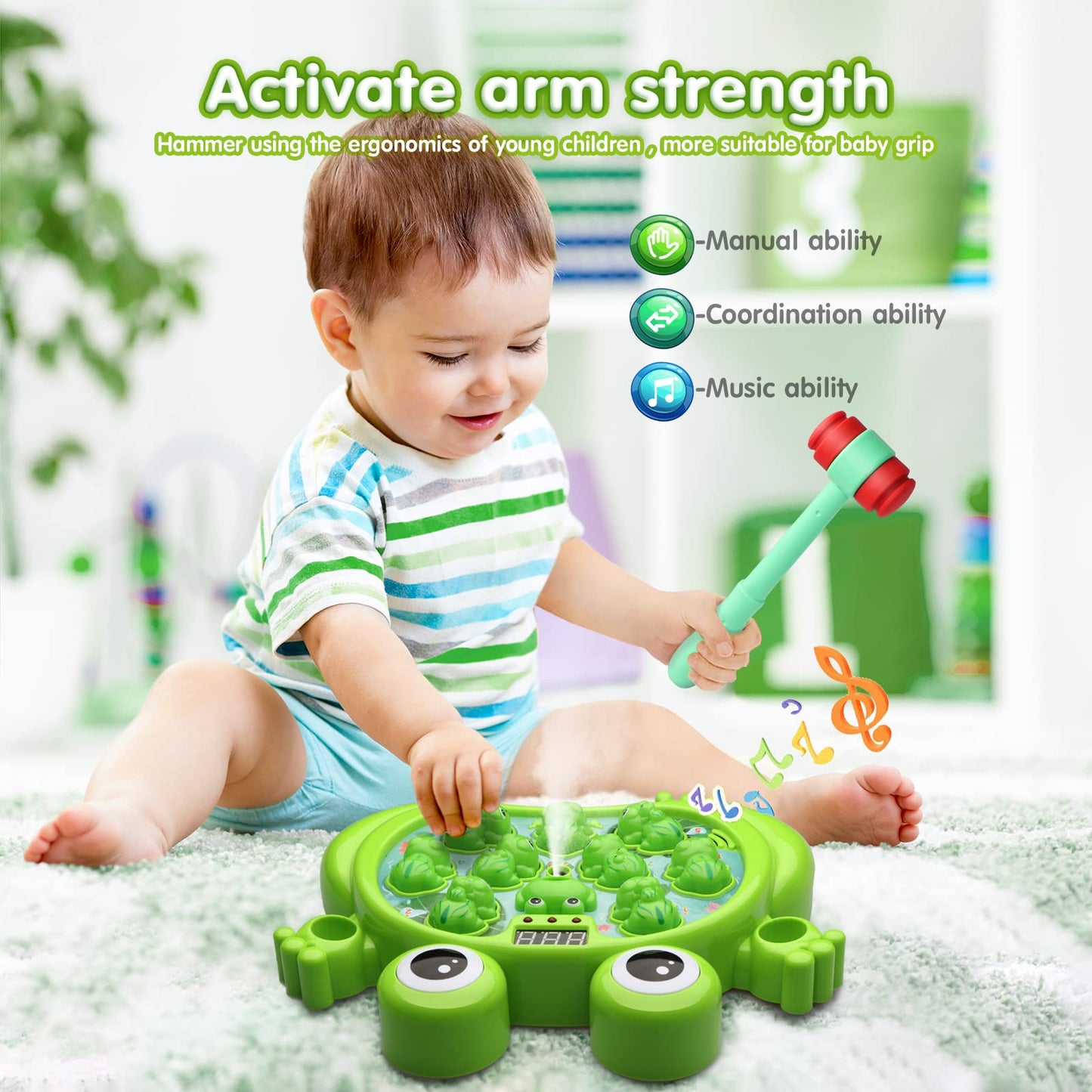 HopeRock Whack-A-Frog Game – 5 Modes, 45 Levels, Light-Up Spray Toy for Toddlers (Ages 2-5)