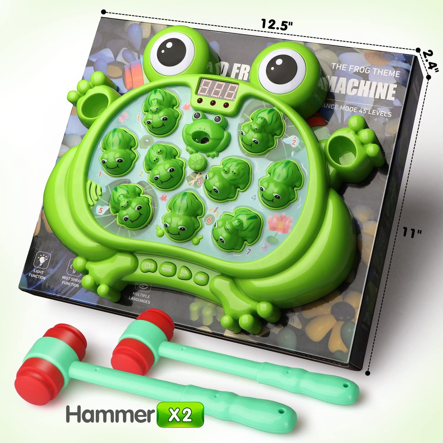 HopeRock Whack-A-Frog Game – 5 Modes, 45 Levels, Light-Up Spray Toy for Toddlers (Ages 2-5)