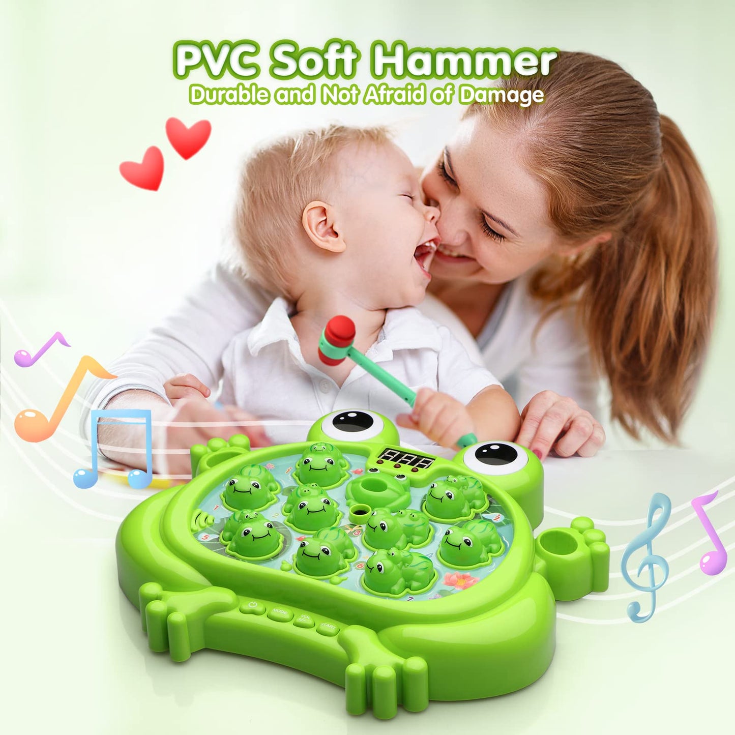 HopeRock Whack-A-Frog Game – 5 Modes, 45 Levels, Light-Up Spray Toy for Toddlers (Ages 2-5)