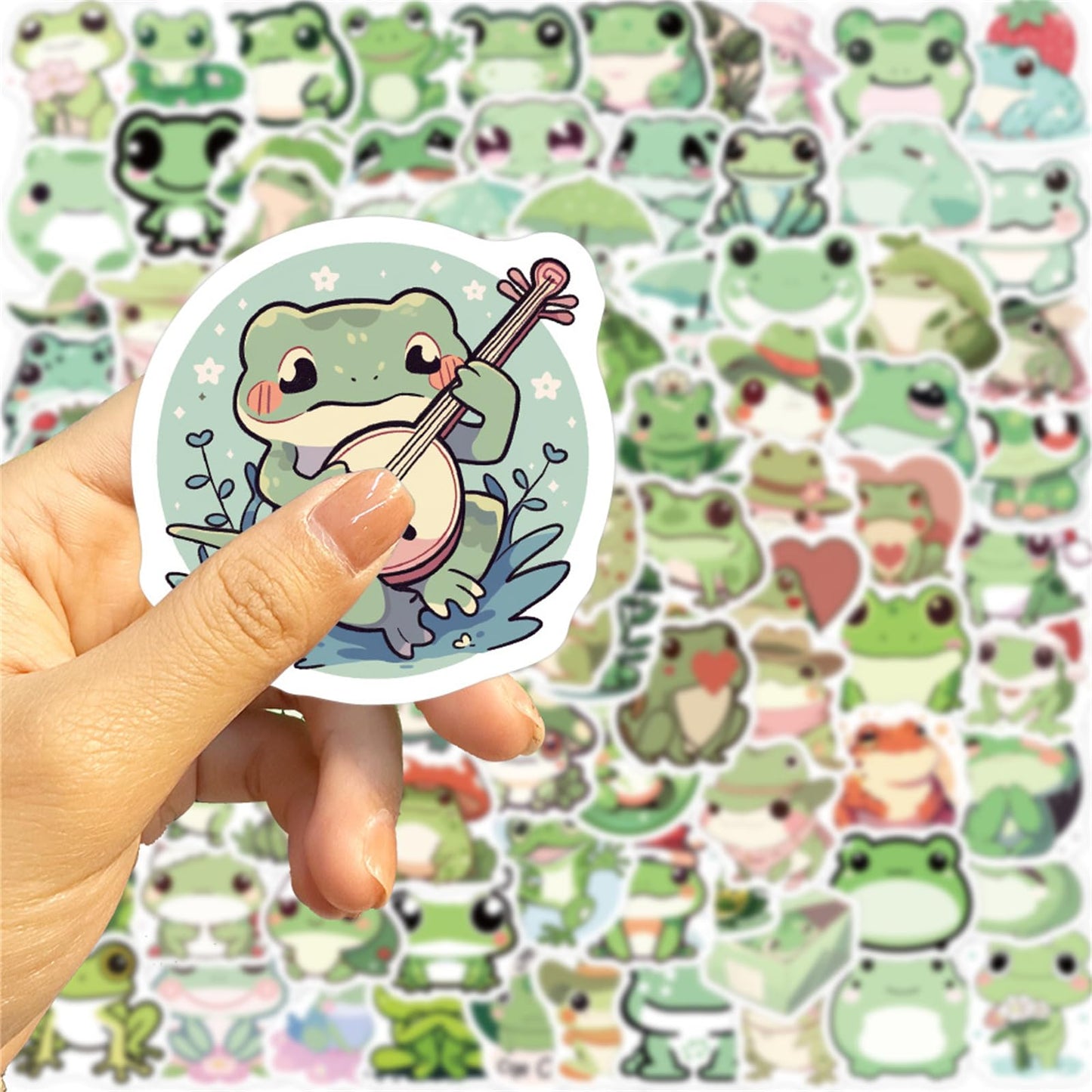 Hopetl Funny Small Frog Stickers – 100pc Colorful Vinyl Stickers for Kids, School & DIY Crafts
