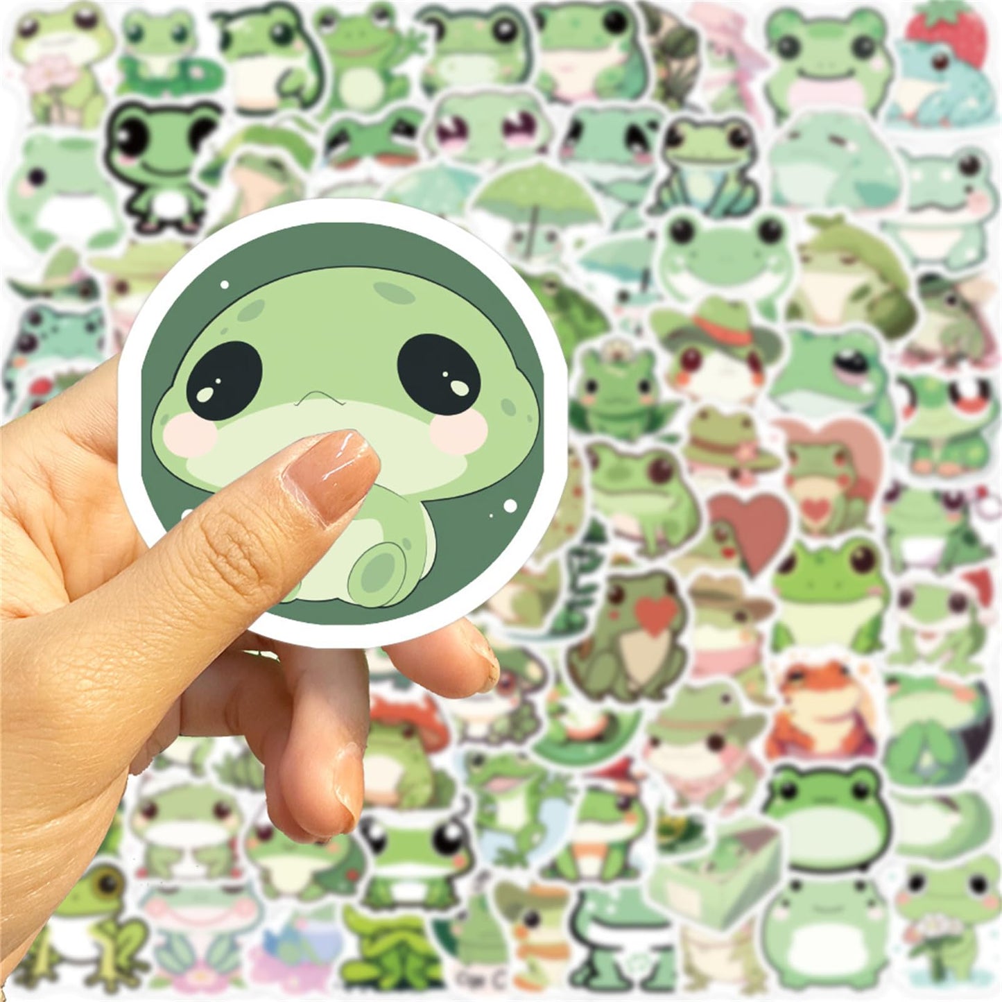 Hopetl Funny Small Frog Stickers – 100pc Colorful Vinyl Stickers for Kids, School & DIY Crafts
