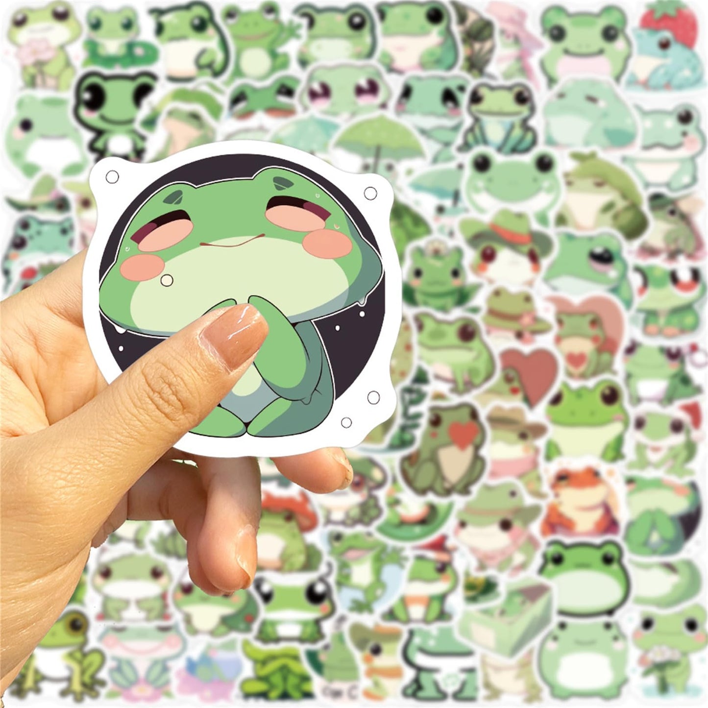 Hopetl Funny Small Frog Stickers – 100pc Colorful Vinyl Stickers for Kids, School & DIY Crafts