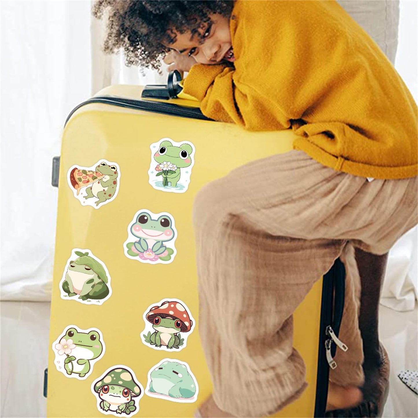 Hopetl Funny Small Frog Stickers – 100pc Colorful Vinyl Stickers for Kids, School & DIY Crafts