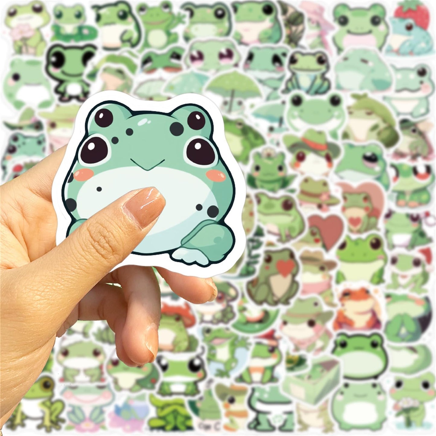 Hopetl Funny Small Frog Stickers – 100pc Colorful Vinyl Stickers for Kids, School & DIY Crafts